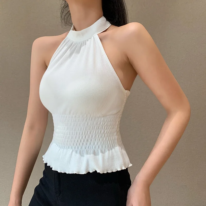 Adora Female Skinny Tanks Top Fashion White Crop Tops Tight Pleated Bottom Halter Tank Sleeveless Sexy Women Tank Backless Hot
Adora Female Skinny Tanks Top Fashion White Crop Tops Tight Pleated Bottom Halter Tank Sleeveless Sexy Women Tank Backless Hot