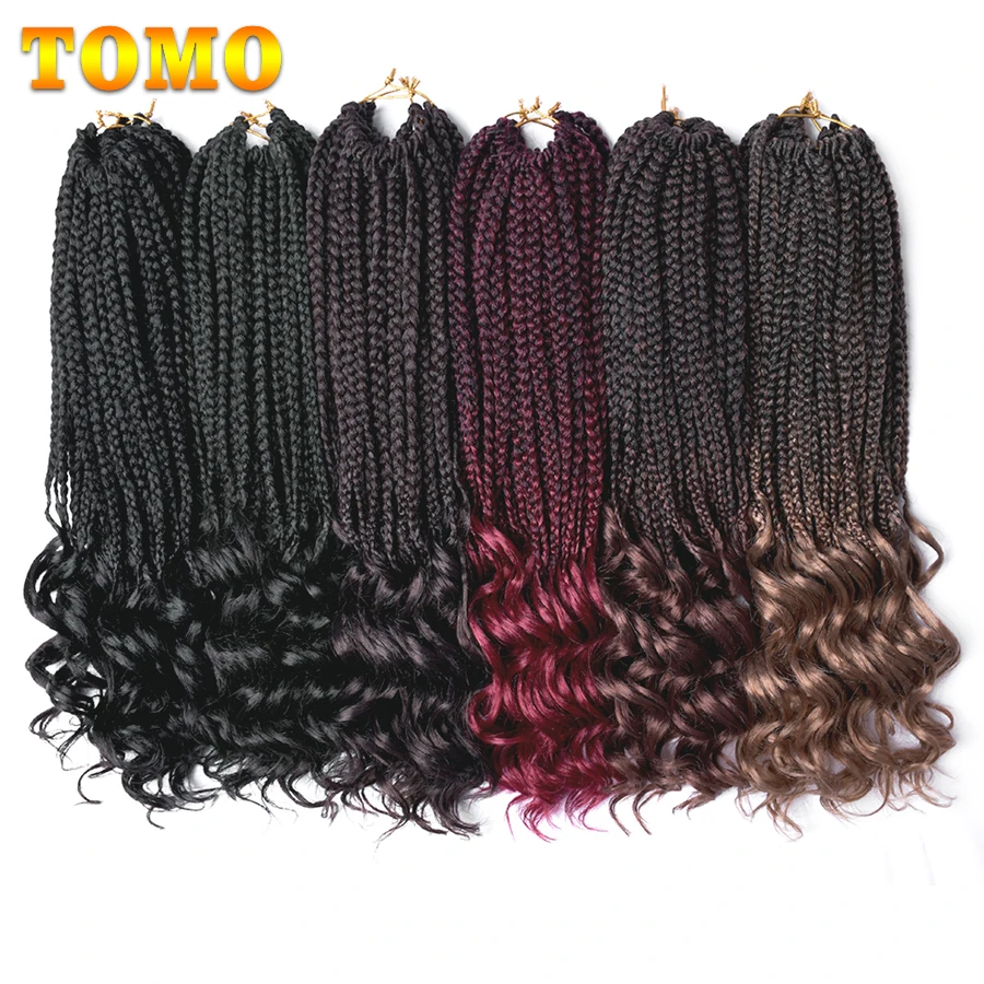TOMO Ombre Crochet Box Braids With Curly Ends Synthetic Braiding Hair Extensions Braided Hair for Women Brown Red 22Strands/Pack
TOMO Ombre Crochet Box Braids With Curly Ends Synthetic Braiding Hair Extensions Braided Hair for Women Brown Red 22Strands/Pack