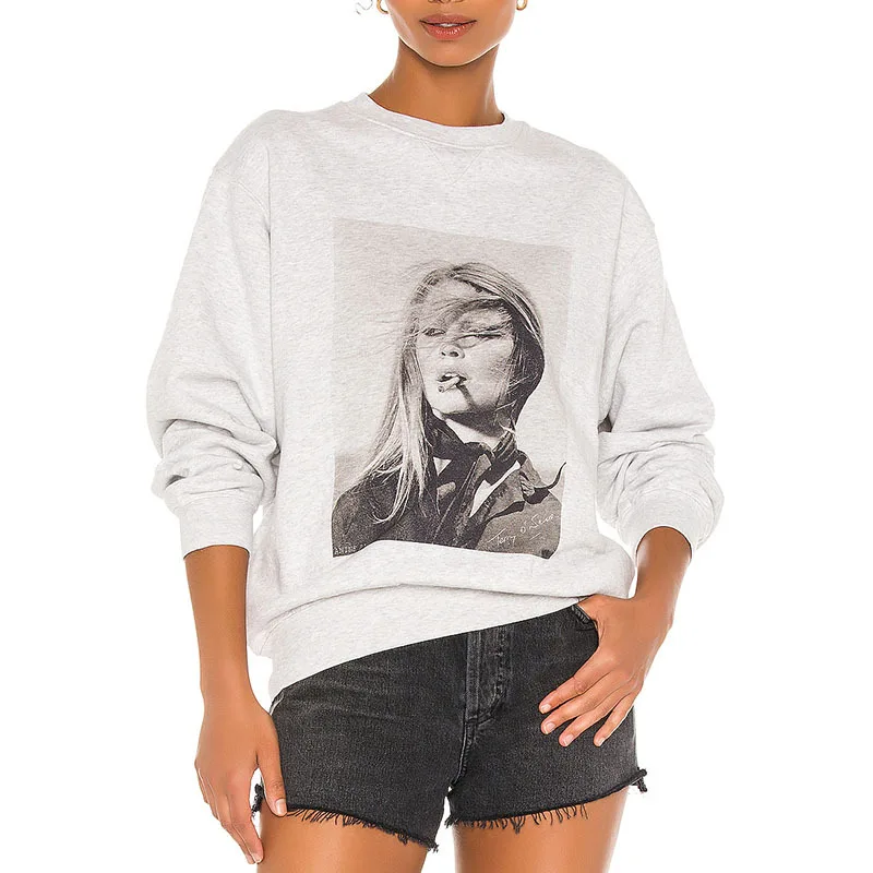 Spring Casual Smoking Pattern Sweatshirt for Women Light Grey Pullovers Loose Clothes
Spring Casual Smoking Pattern Sweatshirt for Women Light Grey Pullovers Loose Clothes