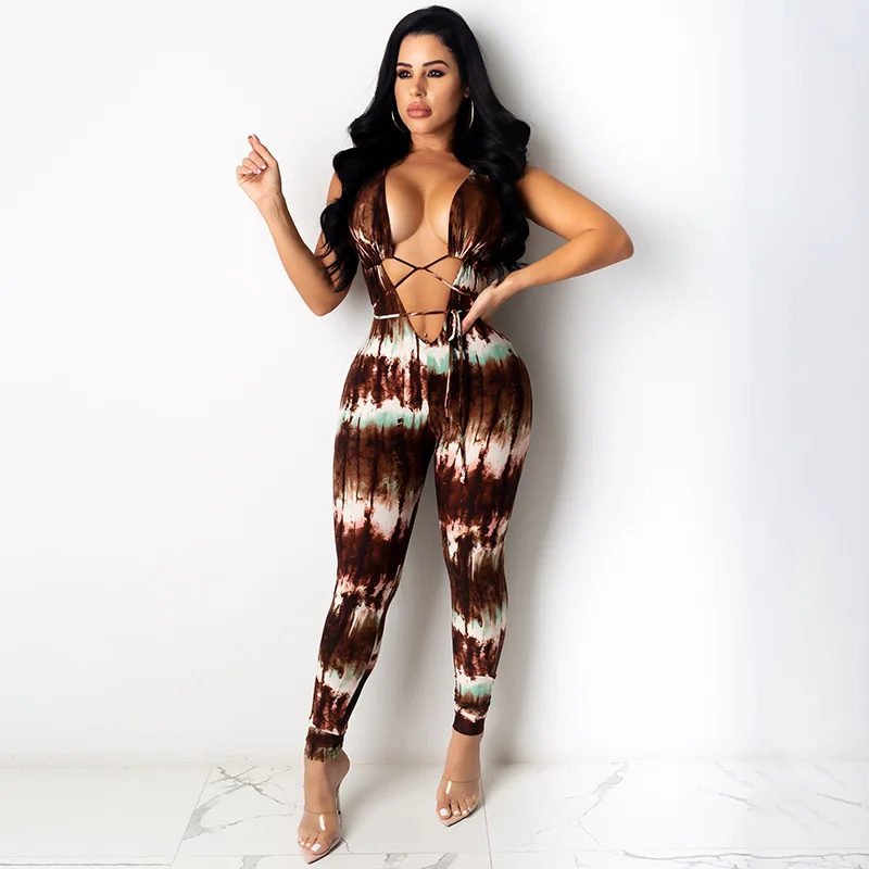 Womens Jumpsuit Fitness Sleeveless Push Up Bodycon Party Jumpsuits V Neck Sexy Hot imenual Bandage Tie Dye Hollow Out Rompers 
Womens Jumpsuit Fitness Sleeveless Push Up Bodycon Party Jumpsuits V Neck Sexy Hot imenual Bandage Tie Dye Hollow Out Rompers