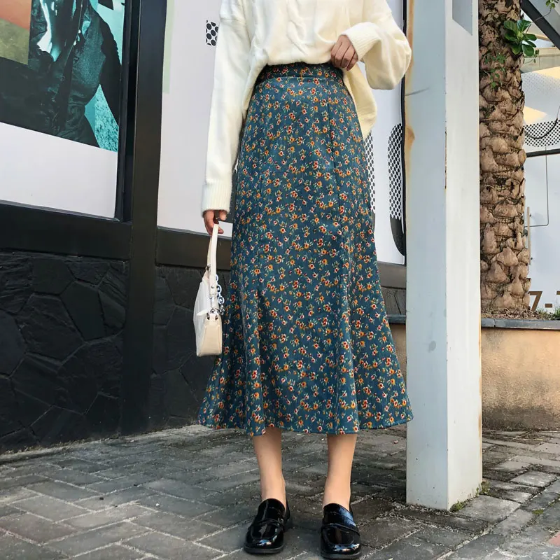 Vintage Floral Print Corduroy Autumn Spring Women Mermaid Korean Skirt Elastic Waist Midi Skirt
Vintage Floral Print Corduroy Autumn Spring Women Mermaid Korean Skirt Elastic Waist Midi Skirt