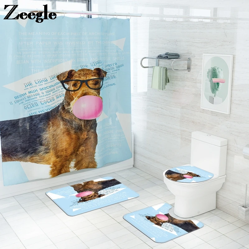 Pet Printing Bathroom Bath Mat and Waterproof Shower Curtain Set Toilet Mat Memory Foam Toilet Seat Cover Mat Non-slip Floor Mat
Pet Printing Bathroom Bath Mat and Waterproof Shower Curtain Set Toilet Mat Memory Foam Toilet Seat Cover Mat Non-slip Floor Mat