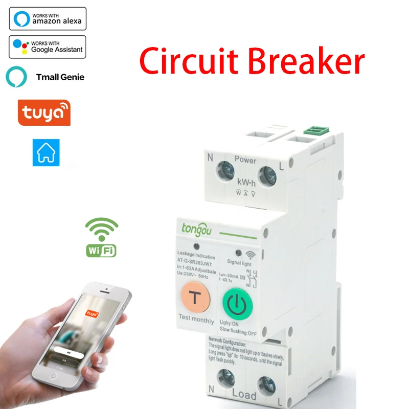 WIFI Smart Energy Meter Kwh Metering Monitoring Circuit Breaker Timer Relay with Leakage Protection 1-63A work with Ewelink APP
WIFI Smart Energy Meter Kwh Metering Monitoring Circuit Breaker Timer Relay with Leakage Protection 1-63A work with Ewelink APP