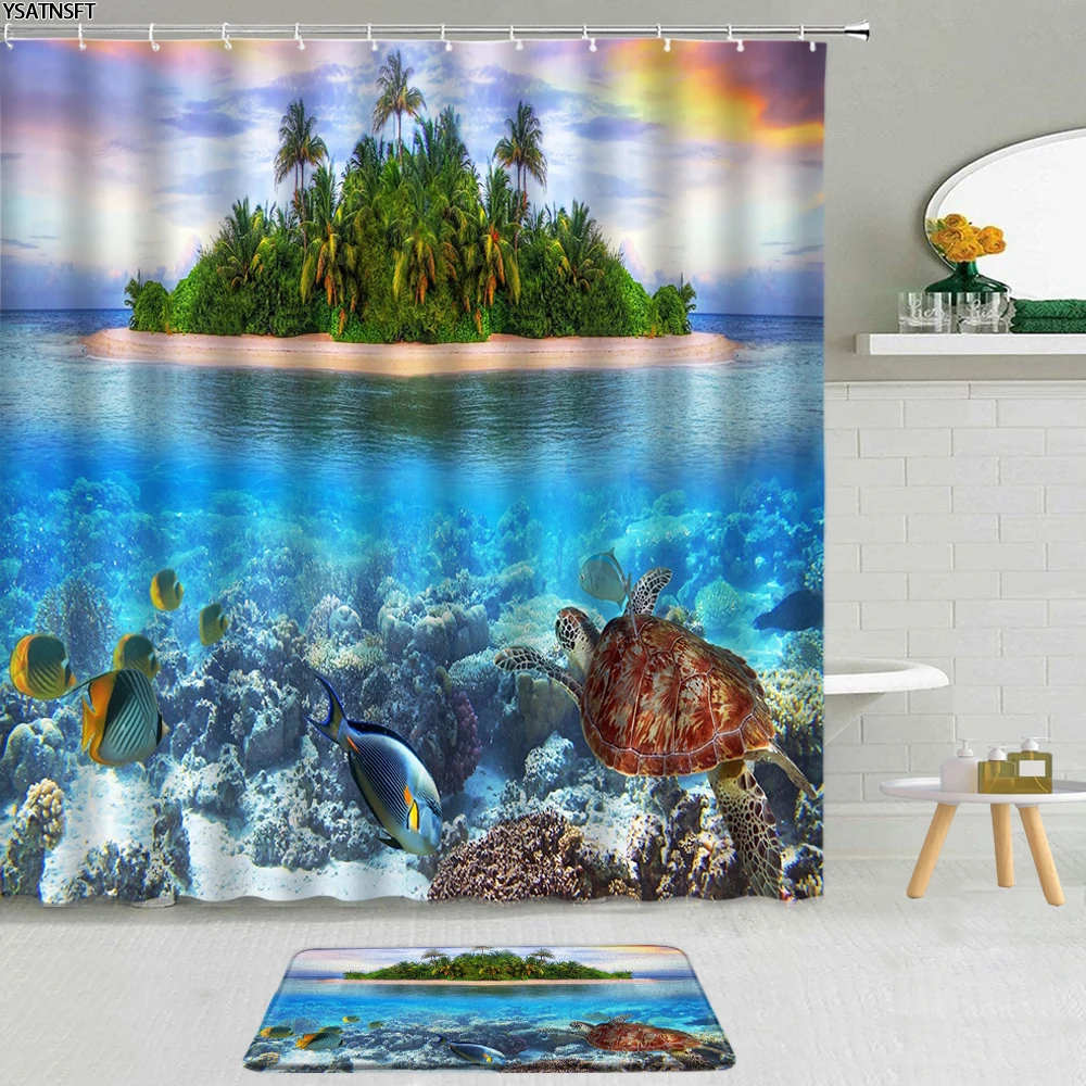 2Pcs Ocean Animal Shower Curtain Underwater World Sea Turtle Tropical Plant Fabric Non-Slip Bath Mat Bathroom Curtains Decor Set
2Pcs Ocean Animal Shower Curtain Underwater World Sea Turtle Tropical Plant Fabric Non-Slip Bath Mat Bathroom Curtains Decor Set
