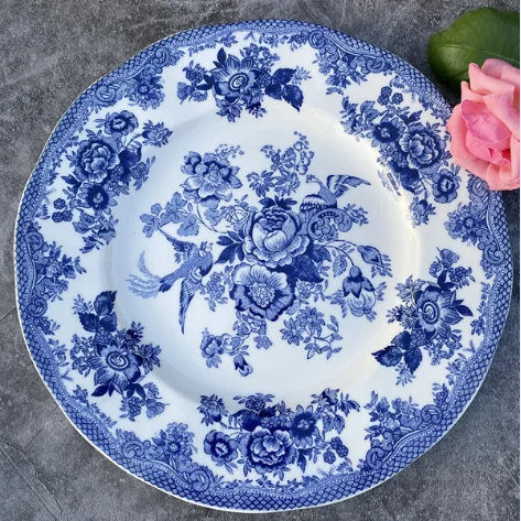 British ceramic tableware Western Blue and white plate
British ceramic tableware Western Blue and white plate