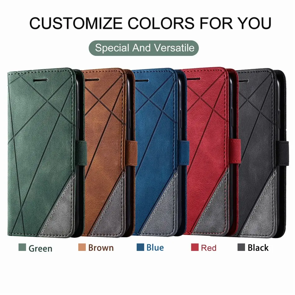 

Stand Business Phone Holster For Etui Xiaomi 11 Poco X3 Nfc M3 Redmi Note 10 Pro 7 7A 8 8A 8T 9 Stripe Wallet Rhombus Case D21G
