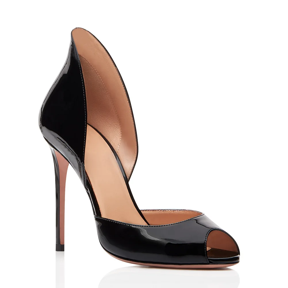 Ladies solid color black red women's fashion open toe patent leather stiletto heels banquet high heels ankle high heels shoes
Ladies solid color black red women's fashion open toe patent leather stiletto heels banquet high heels ankle high heels shoes