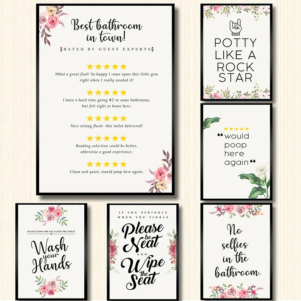 Funny Toilet Letter Poster Nordic Flower Minimalist Bathroom Canvas Painting Would Poop Here Again Quote Wall Art WC Sign Decor
Funny Toilet Letter Poster Nordic Flower Minimalist Bathroom Canvas Painting Would Poop Here Again Quote Wall Art WC Sign Decor