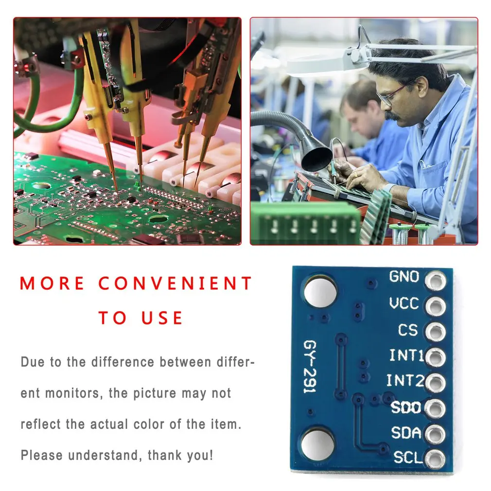 GY-291 ADXL345 digital three-axis gravity acceleration tilt module IIC / SPI transmission G-Sensor Arduino
GY-291 ADXL345 digital three-axis gravity acceleration tilt module IIC / SPI transmission G-Sensor Arduino