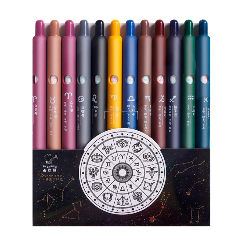 12x Retractable Black Gel Pen Twelve Constellation Set Wax Sealed Regular Refill 85DC
12x Retractable Black Gel Pen Twelve Constellation Set Wax Sealed Regular Refill 85DC