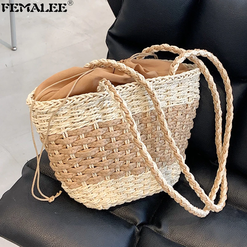 Соломенные плетеные сумки ручной работы для женщин, вместительные сумочки-мешок, тоут с ручками, пляжные дорожные клатчи на плечо, лето 
Соломенные плетеные сумки ручной работы для женщин, вместительные сумочки-мешок, тоут с ручками, пляжные дорожные клатчи на плечо, лето