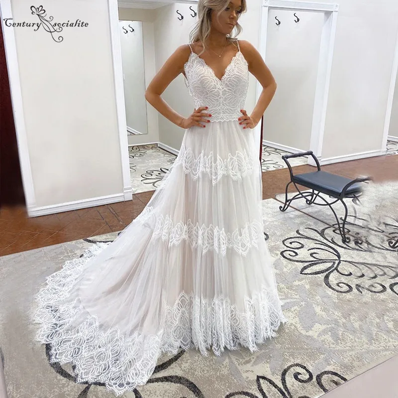 Vestido de Noiva Boho Wedding Dresses for Women 2020 Lace Bridal Dress Spaghetti A-Line Bohemain Wedding Gowns Robe De Mariee
Vestido de Noiva Boho Wedding Dresses for Women 2020 Lace Bridal Dress Spaghetti A-Line Bohemain Wedding Gowns Robe De Mariee