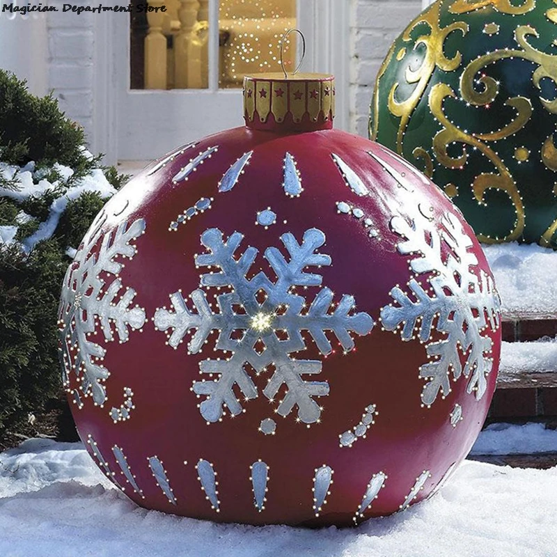 

60 см рождественские надувные декоративные шары, наружный надувной шар из ПВХ, Гигантский Рождественский елочный декор, праздничный надувно...