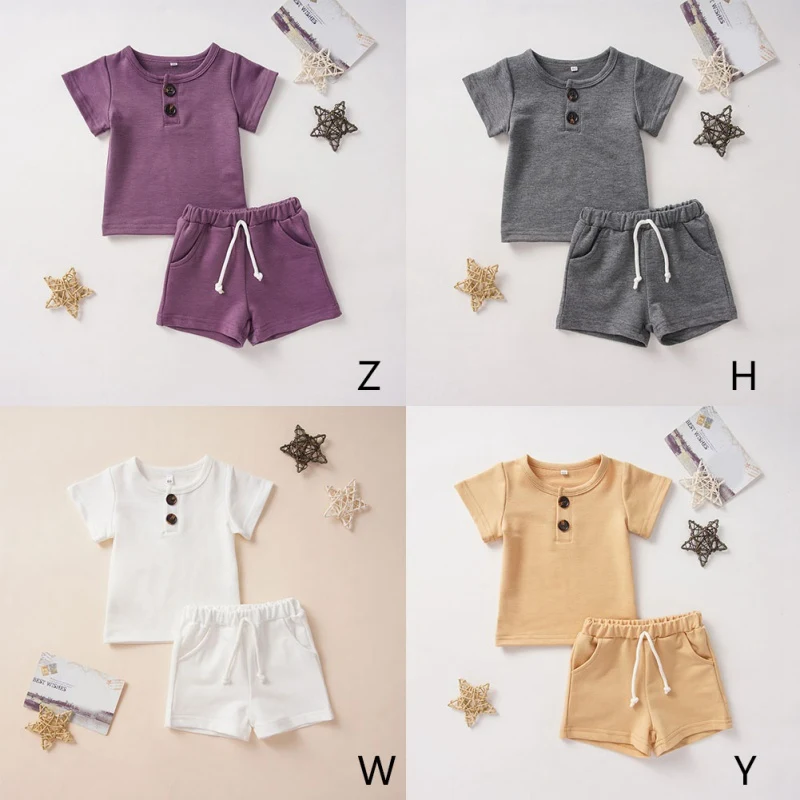 2020 Baby Summer Clothing Newborn Kids Baby Boy Girl Clothes Cotton Tops+Shorts Pants Solid 2pcs Short Sleeve Outfits Set New
2020 Baby Summer Clothing Newborn Kids Baby Boy Girl Clothes Cotton Tops+Shorts Pants Solid 2pcs Short Sleeve Outfits Set New