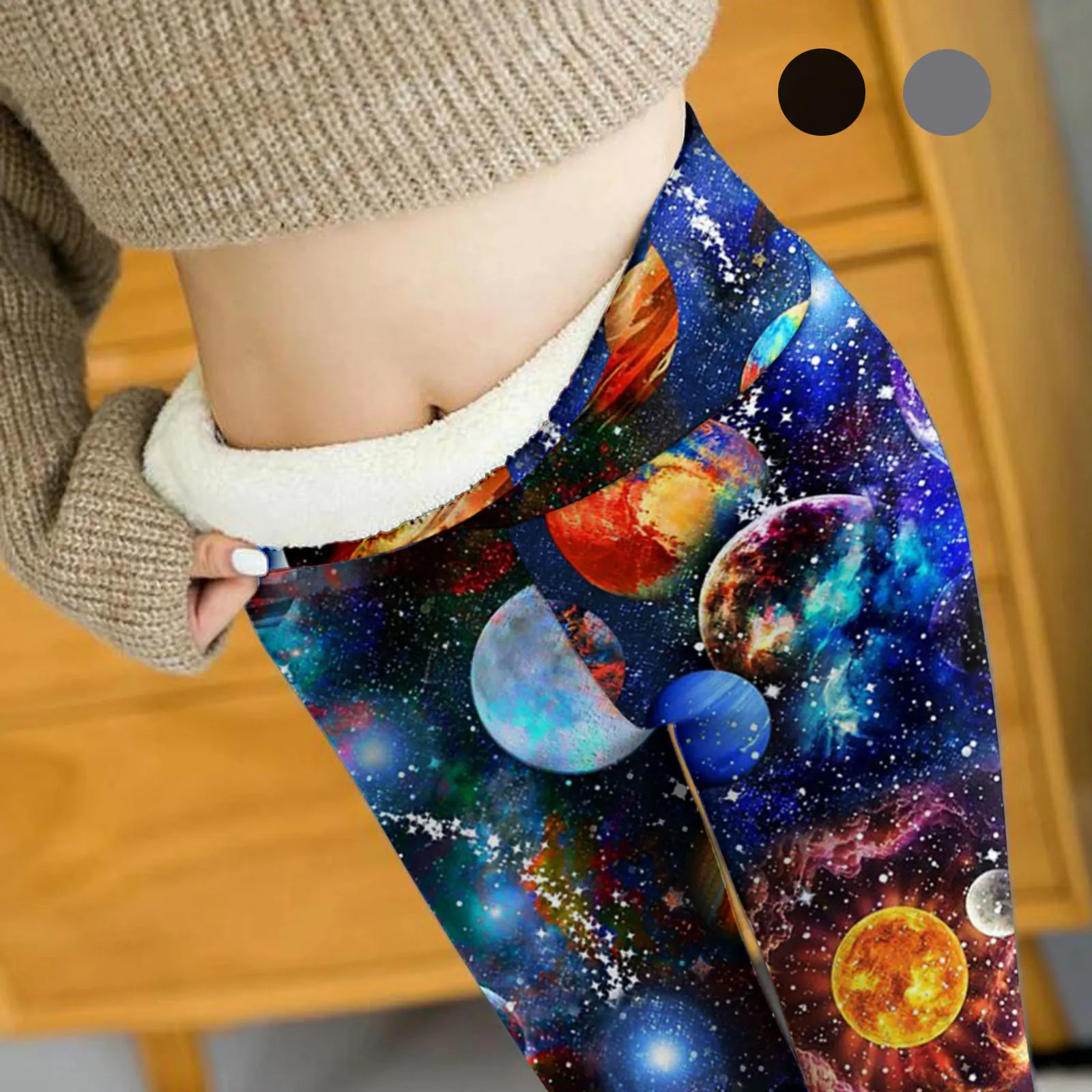 Женские удобные брюки, эластичные Капри с высокой талией и принтом звезд, планеты, флисовые Капри, теплые длинные зимние леггинсы 
Женские удобные брюки, эластичные Капри с высокой талией и принтом звезд, планеты, флисовые Капри, теплые длинные зимние леггинсы