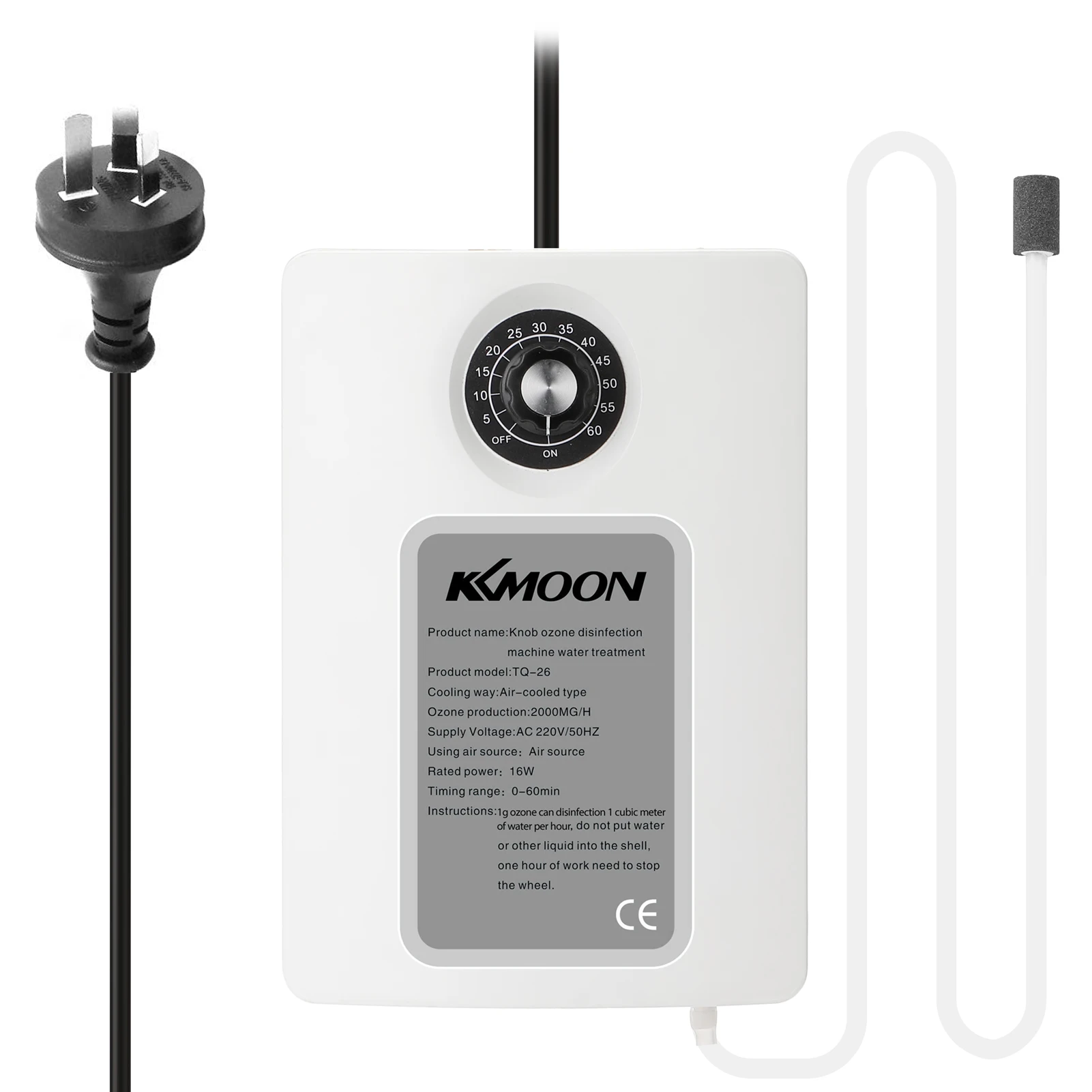 KKmoon TQ-26 Active Ozone Generator Purifier 2000mg/h Air Freshening Water Food Preparation Ozone Efficient Generators Ionizer
KKmoon TQ-26 Active Ozone Generator Purifier 2000mg/h Air Freshening Water Food Preparation Ozone Efficient Generators Ionizer