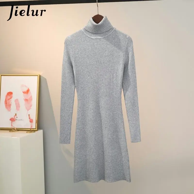 Jielur осень-зима винтажное вязаное платье женское повседневное облегающее с