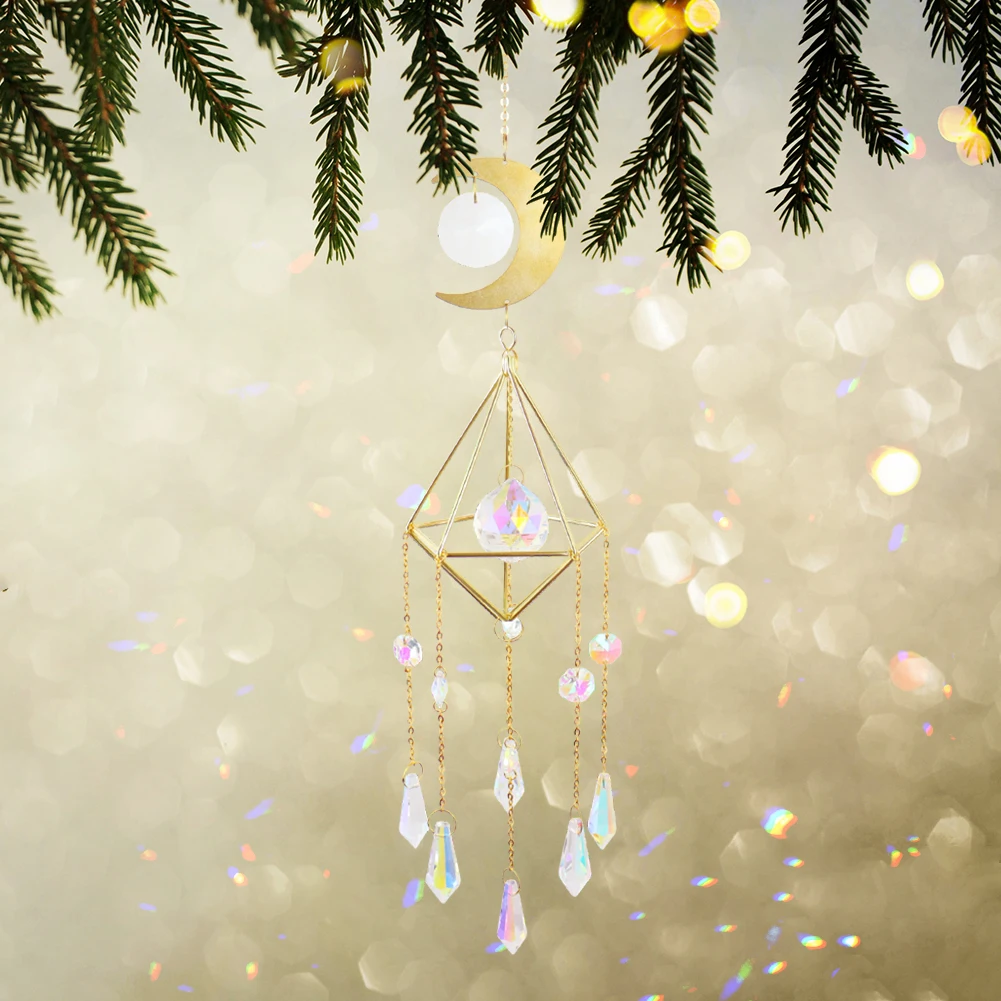 Wind Chime Crystal Light Eye Catching Diamond Moon Prism Metal Frame Lighting Ball Pointed Bead Flower Jewelry Home Decor
Wind Chime Crystal Light Eye Catching Diamond Moon Prism Metal Frame Lighting Ball Pointed Bead Flower Jewelry Home Decor