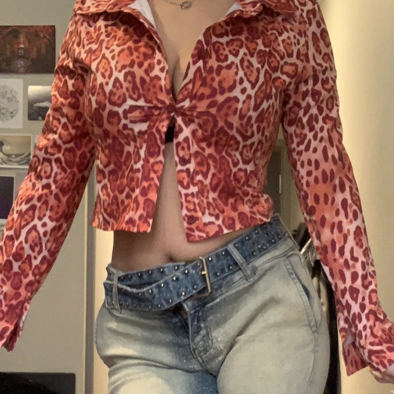 Leopard Print Y2K Vintage Tshirts Button Up Long Sleeves Cropped Tops Shirts Aesthetic Streetwear Chic Outfits 90s Cuteandpsycho
Leopard Print Y2K Vintage Tshirts Button Up Long Sleeves Cropped Tops Shirts Aesthetic Streetwear Chic Outfits 90s Cuteandpsycho