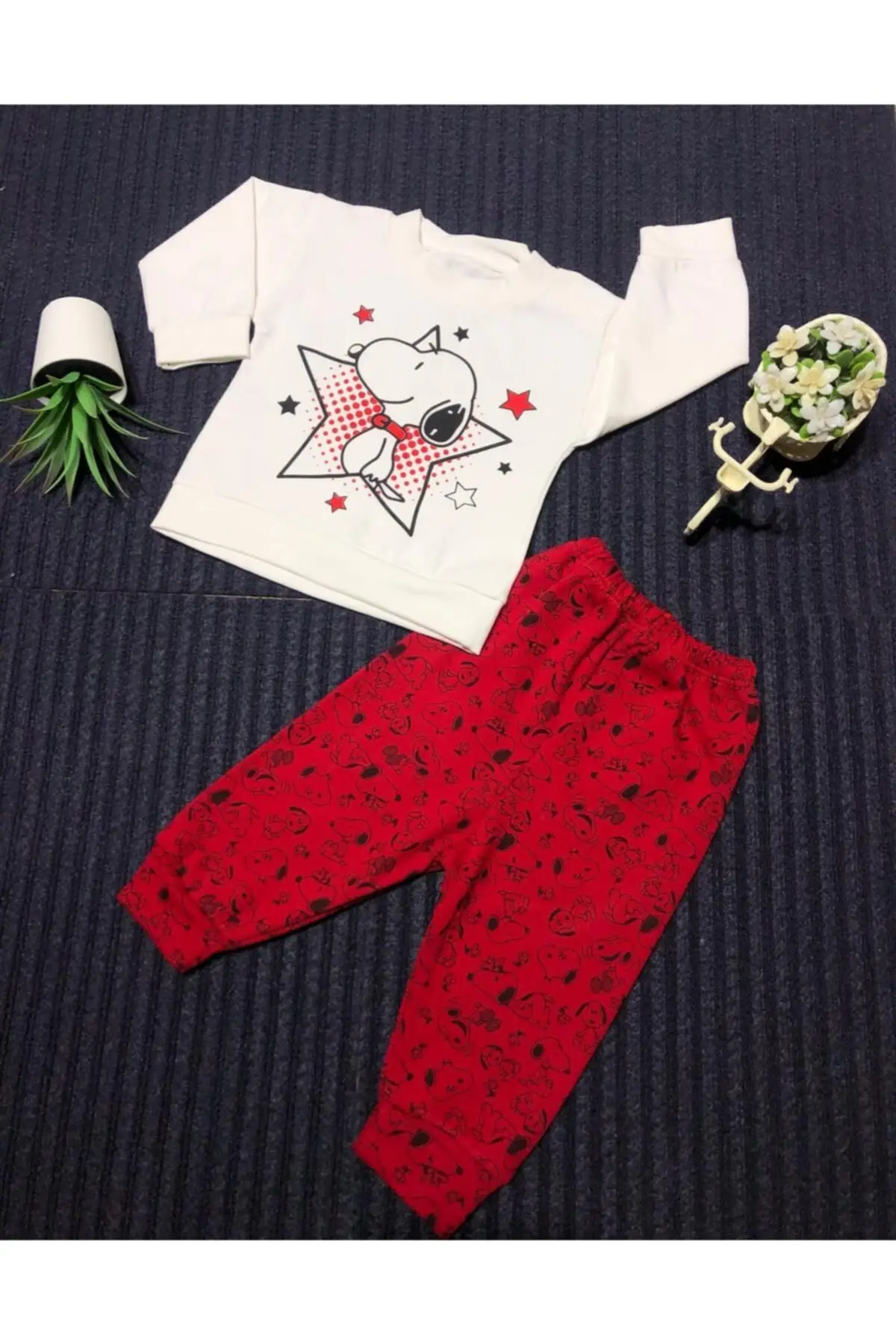 Baby Combed Cotton Twinset Printed Cotton Red V-Neck 
Baby Combed Cotton Twinset Printed Cotton Red V-Neck