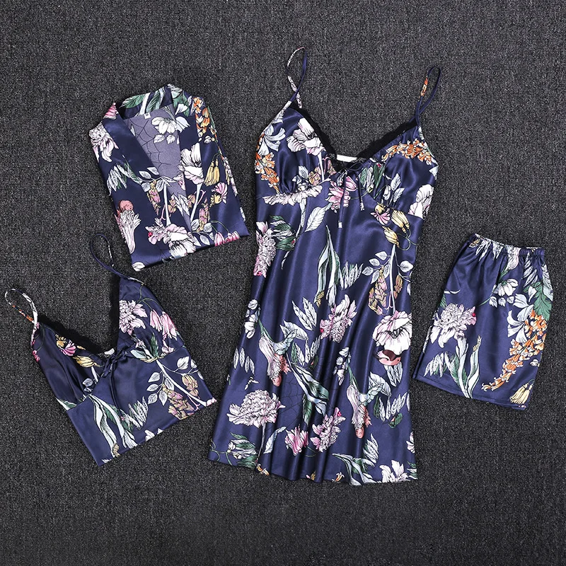 Lady Print 4PCS Robe Set Sexy Nightgown Kimono Bathrobe Gown Satin Summer New Sleepwear Nightwear Home Clothes Silky Homewear 
Lady Print 4PCS Robe Set Sexy Nightgown Kimono Bathrobe Gown Satin Summer New Sleepwear Nightwear Home Clothes Silky Homewear