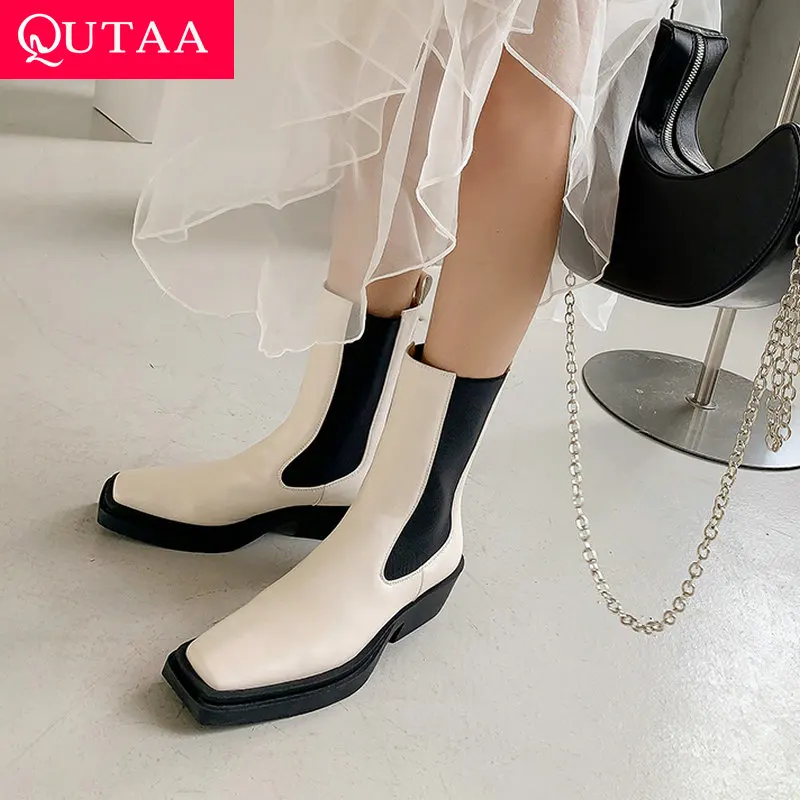 QUTAA 2022 Platform Round Toe Mid Calf Boots Slip On Winter Square Heel Women Shoes Cow Leather Chelsea Female Pumps Size 34-39
QUTAA 2022 Platform Round Toe Mid Calf Boots Slip On Winter Square Heel Women Shoes Cow Leather Chelsea Female Pumps Size 34-39