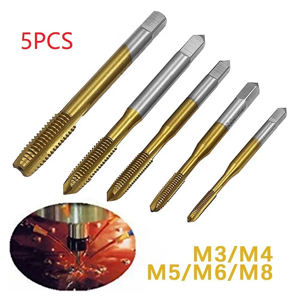 5pcs HSS Titanium Machine Tap Drill M3-M8 Spiral Point Thread Plug Taps Die Tap Drill Bit Hand Tools High Quality
5pcs HSS Titanium Machine Tap Drill M3-M8 Spiral Point Thread Plug Taps Die Tap Drill Bit Hand Tools High Quality