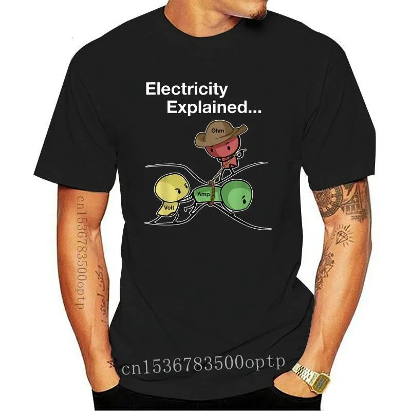 

New Ohm Volt Amp Electricity Explained Funny Electrician Nerd Men's Cotton T-Shirt Harajuku O-Neck Tshirt Men Streetwear Hip Hop