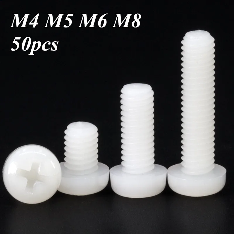 50pcs White Nylon Screw M4 M5 M6 M8 Metric Threaded insulation Plastic Pan Head Cross Round Bolt length 6mm-60mm
50pcs White Nylon Screw M4 M5 M6 M8 Metric Threaded insulation Plastic Pan Head Cross Round Bolt length 6mm-60mm