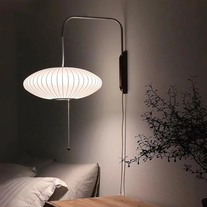 Фото Японский настенный светильник из шелковой ткани Современная комнатная лампа для