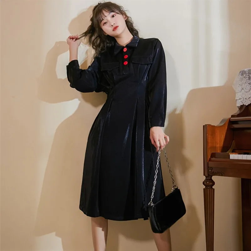 BLLOCUE Long Sleeve Dress Women Autumn Winter French Retro Corduroy Lapel High Waist Long Sleeve Midi Dresses Ladies
BLLOCUE Long Sleeve Dress Women Autumn Winter French Retro Corduroy Lapel High Waist Long Sleeve Midi Dresses Ladies