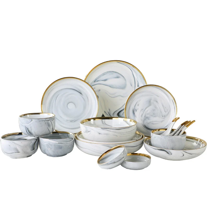 Marble Porcelain Dinnerware Set with Bowl,Dinner Plate,Dessert Plate Ceramic Dishes Plates for Food Salad Soup Bowl Restaurant
Marble Porcelain Dinnerware Set with Bowl,Dinner Plate,Dessert Plate Ceramic Dishes Plates for Food Salad Soup Bowl Restaurant