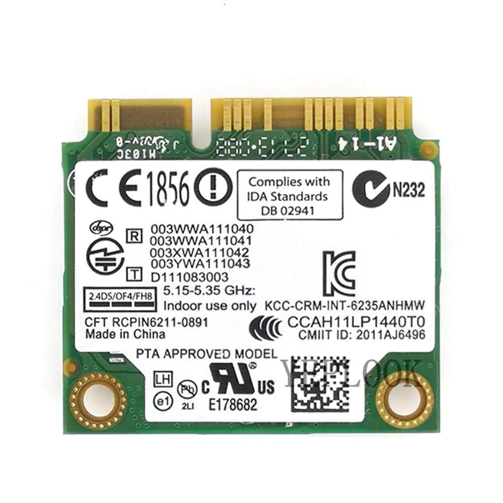 Intel 6235AN 6235ANHMW 300 Мбит/с двухдиапазонный 2 4G/5 ГГц Bluetooth 4 0 Mini PCI-E Wi-Fi карта 05K9GJ |