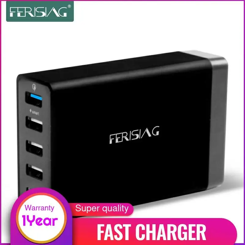 Фото Зарядное устройство FERISING Quick Charge 2 0 40 Вт 5 разъемное зарядное usb USB для мобильных (купить)