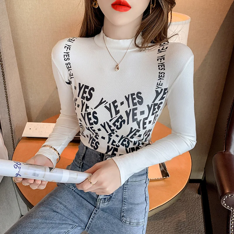 IZEVUS Printing Letter Winter Shirt High Street Style Long Sleeve Fit Rhigh Collar Shirt Women Skinny Pullover Camisetas Mujer
IZEVUS Printing Letter Winter Shirt High Street Style Long Sleeve Fit Rhigh Collar Shirt Women Skinny Pullover Camisetas Mujer