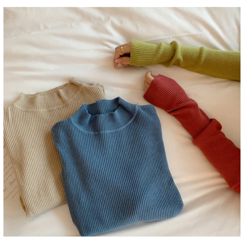 

Женский свитер с длинным рукавом DIR, повседневный плотный пуловер, шикарный свитер, облегающий вязаный Топ, мягкий джемпер на осень и зиму
