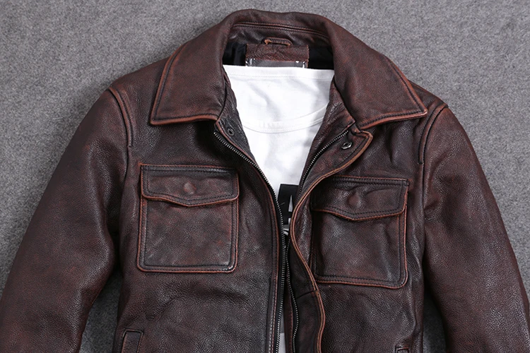Vintage Genuine Cow Leather Jacket Men Plus Size Cowhide Leather Coat Slim Short Jacket Veste Cuir Homme L-Z-14 YY1366
Vintage Genuine Cow Leather Jacket Men Plus Size Cowhide Leather Coat Slim Short Jacket Veste Cuir Homme L-Z-14 YY1366