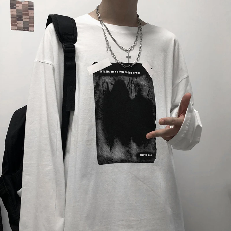 Shadow Graphic Print O Neck Long Sleeve Men Tshirts Street Fashion Loose All-Match Student Hip Hop Oversized Clothes White Black
Shadow Graphic Print O Neck Long Sleeve Men Tshirts Street Fashion Loose All-Match Student Hip Hop Oversized Clothes White Black