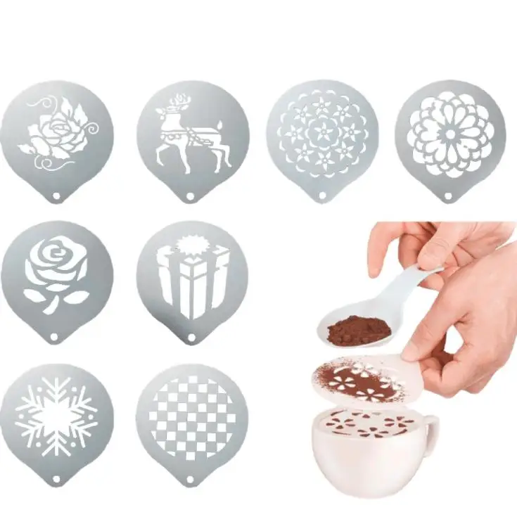 Coffee Printing Model Stainless Steel Coffee Tools Cafe Foam Spray Template Barista Stencils Decoration Tool Garland Mold SN3779
Coffee Printing Model Stainless Steel Coffee Tools Cafe Foam Spray Template Barista Stencils Decoration Tool Garland Mold SN3779