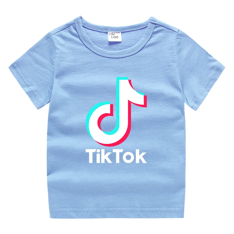 TikTok/Хлопковые футболки с короткими рукавами для девочек детская одежда на день