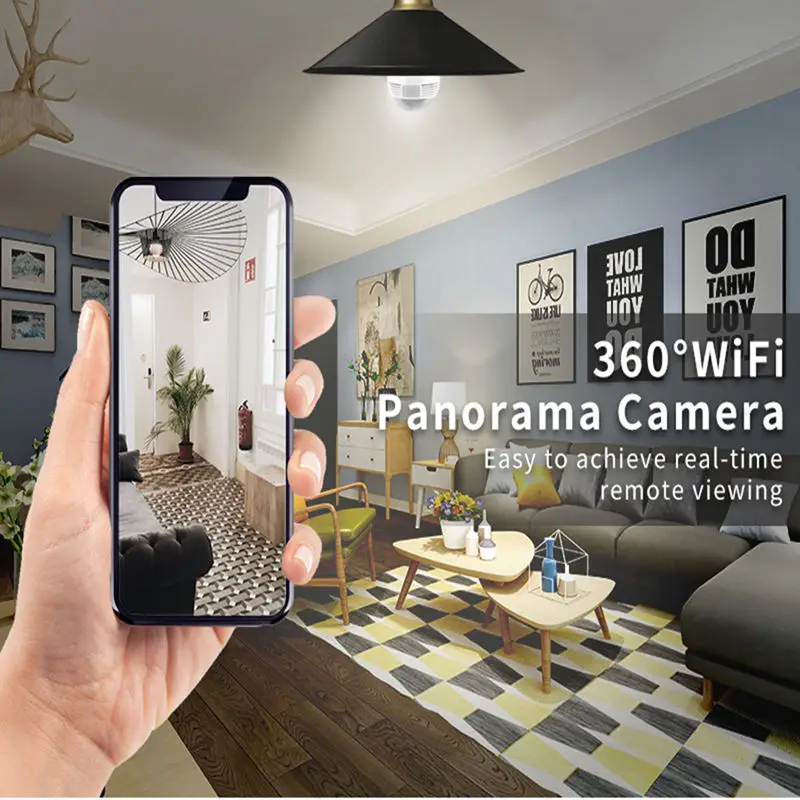 Icy Беспроводная домашняя безопасность WiFi Камера Bulb Лампа IP камера 360 градусов