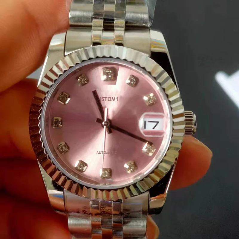 

31mm Luxury Brand Ladies Watch Automatic Mechanical Pink Dial 316 Stainless Steel Waterproof Clock Date