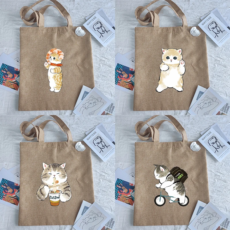 Shopping Bags Cute Cat Linen Bag Shoping Travel Shopper Customizable Tote Luxury Women Brand Handbags Designer Shoulder Bag
Shopping Bags Cute Cat Linen Bag Shoping Travel Shopper Customizable Tote Luxury Women Brand Handbags Designer Shoulder Bag