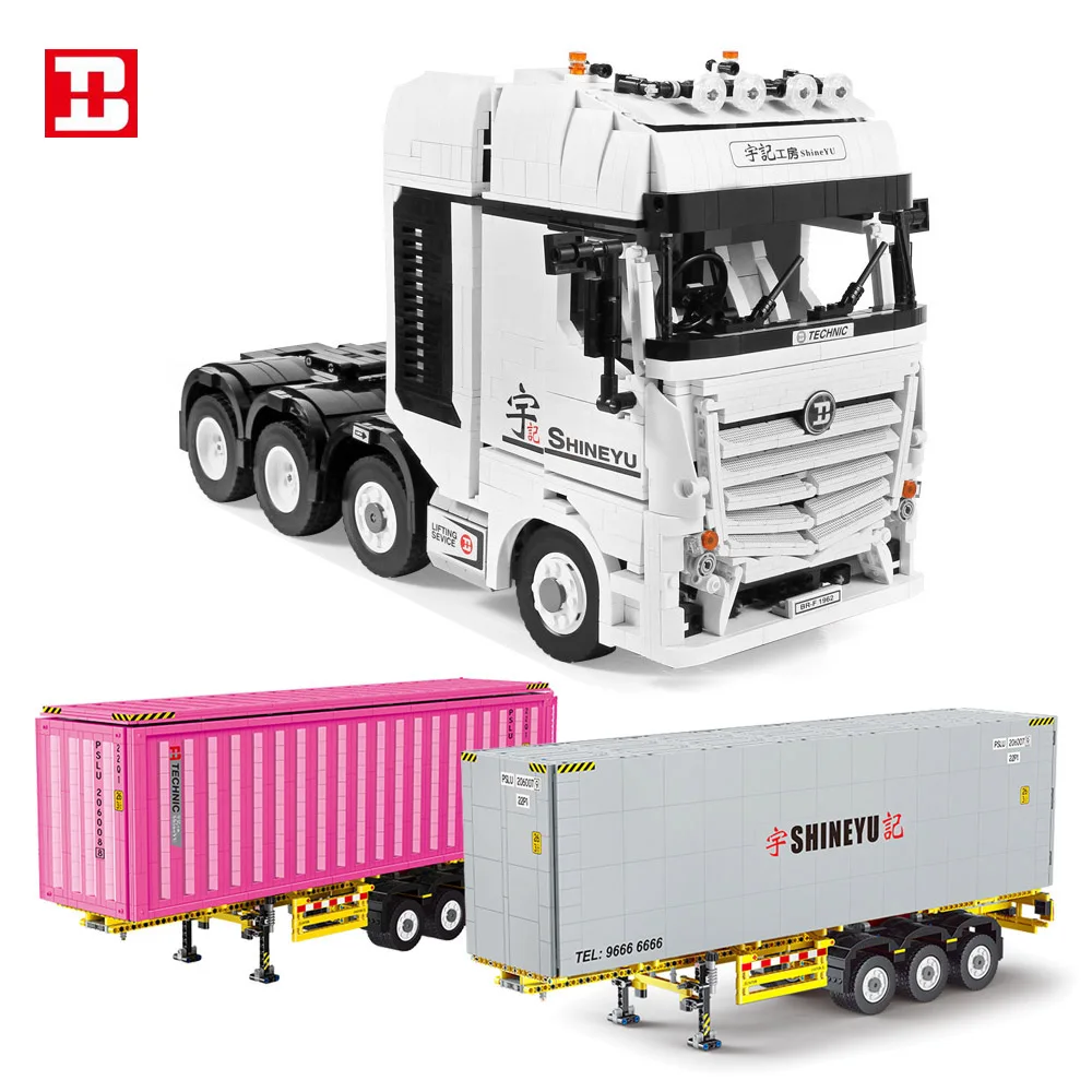 New MOC Technical RC ACTROS Truck Building Blocks Model City remote control Container Step Deck Trailer Brick Car Kids Toys
New MOC Technical RC ACTROS Truck Building Blocks Model City remote control Container Step Deck Trailer Brick Car Kids Toys