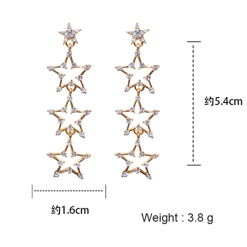 USTAR Long Tassel Stars Drop Earring for Women Shiny Rhinestone Dangle Earring Statement Fashion Party Jewelry gifts
USTAR Long Tassel Stars Drop Earring for Women Shiny Rhinestone Dangle Earring Statement Fashion Party Jewelry gifts
