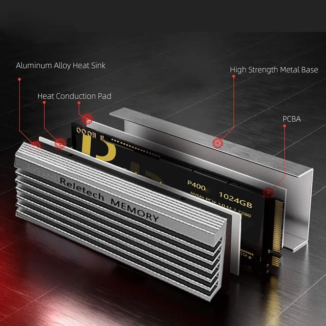 Reletech ssd m2 nvme PCIE4.0 M.2 1 ТБ 2 Чтение до 7000 МБ / с. Твердотельный накопитель 2280 Жесткий