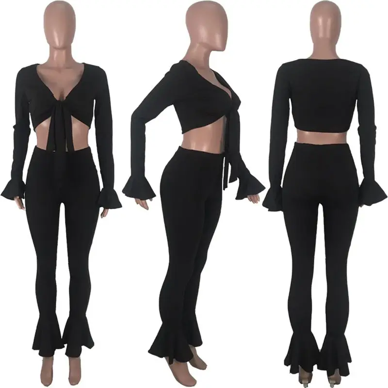 TNNAOFF Sexy 2 Piece Tracksuits Women Set Sleeve Bandage Breast Wrap Tops Fashion Elastic Flare Pant Lounge Wear Matching Sets 
TNNAOFF Sexy 2 Piece Tracksuits Women Set Sleeve Bandage Breast Wrap Tops Fashion Elastic Flare Pant Lounge Wear Matching Sets