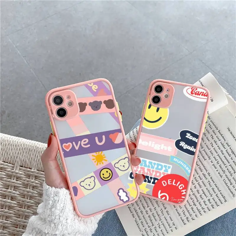 Fashion cartoon cute Phone Case For iPhone 12 11 Mini Pro XR XS Max 7 8 Plus X Matte transparent Pink Back Cover
Fashion cartoon cute Phone Case For iPhone 12 11 Mini Pro XR XS Max 7 8 Plus X Matte transparent Pink Back Cover
