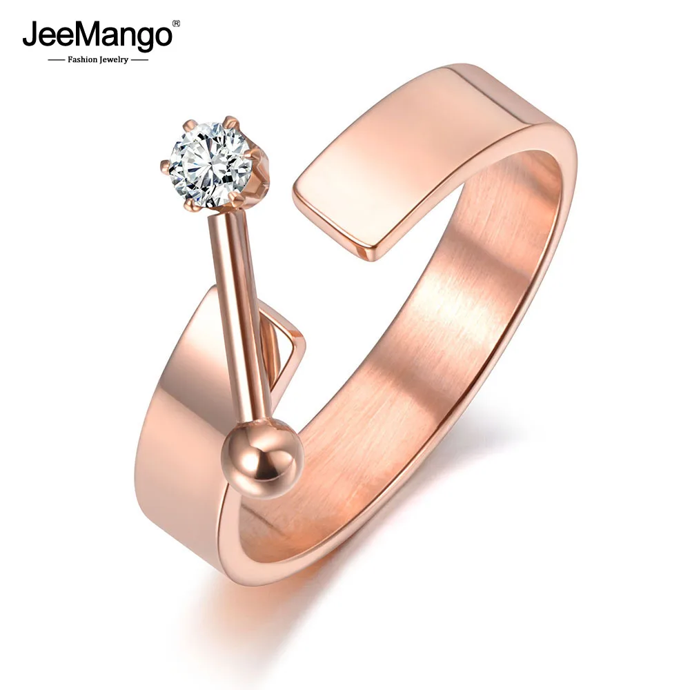 JeeMango AAA фианиты кольца ювелирные изделия цвета розового золота Титан Нержавеющая