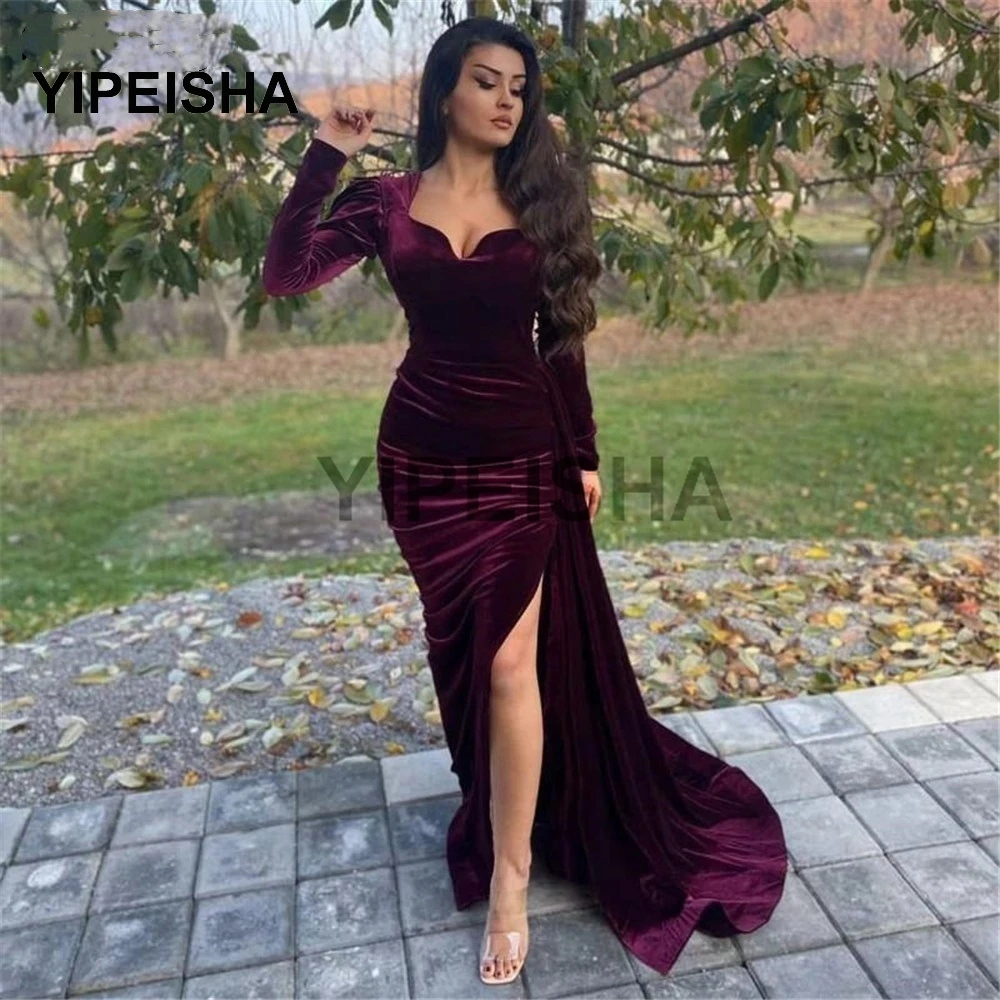 Sexy V-Neck Mermaid Evening Dress Long Sleeves Side High Split Sweep Train Prom Party Gown robe de soirée de mariage
Sexy V-Neck Mermaid Evening Dress Long Sleeves Side High Split Sweep Train Prom Party Gown robe de soirée de mariage